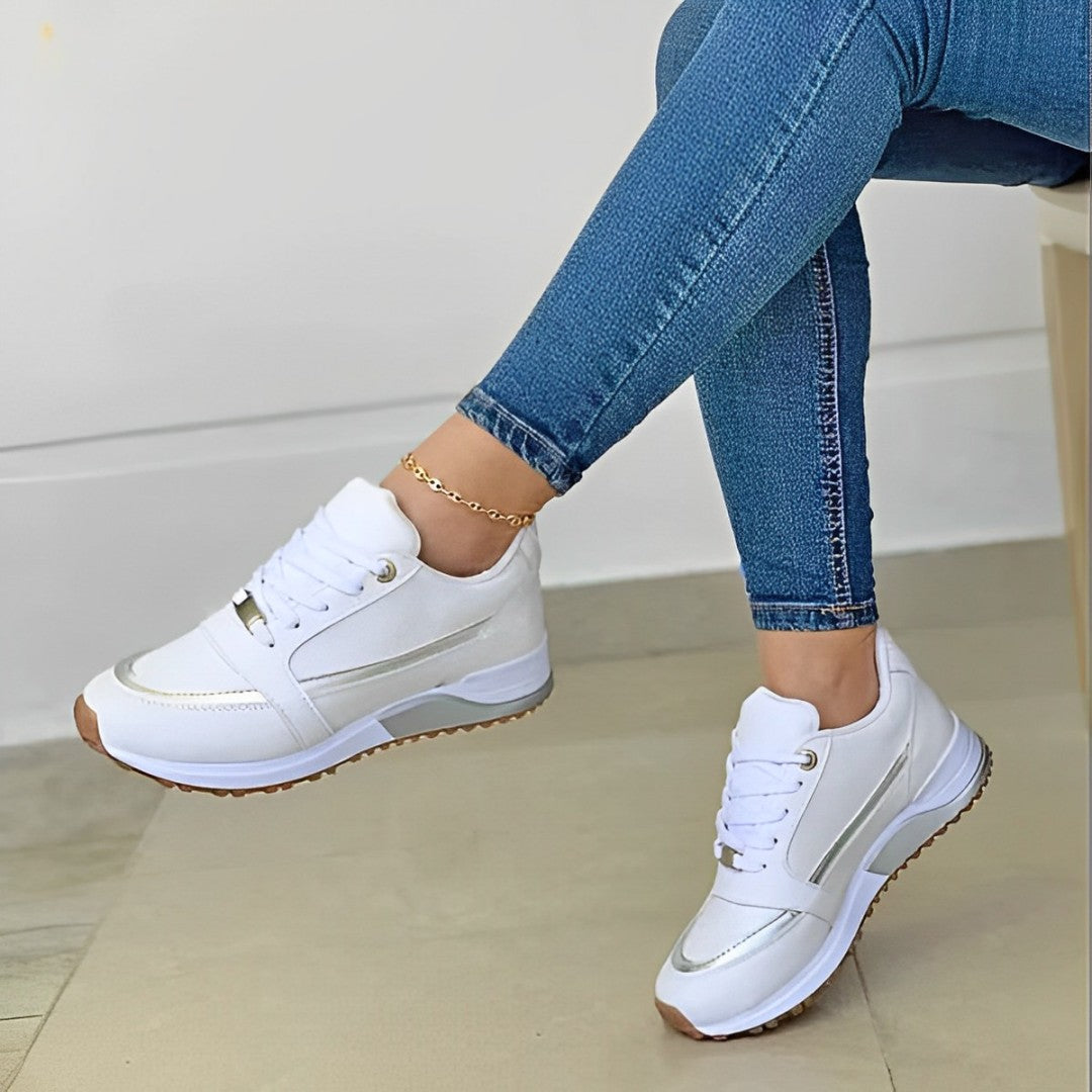 Baskets compensées femme chaussures marche antidérapantes lacets semelle épaisse