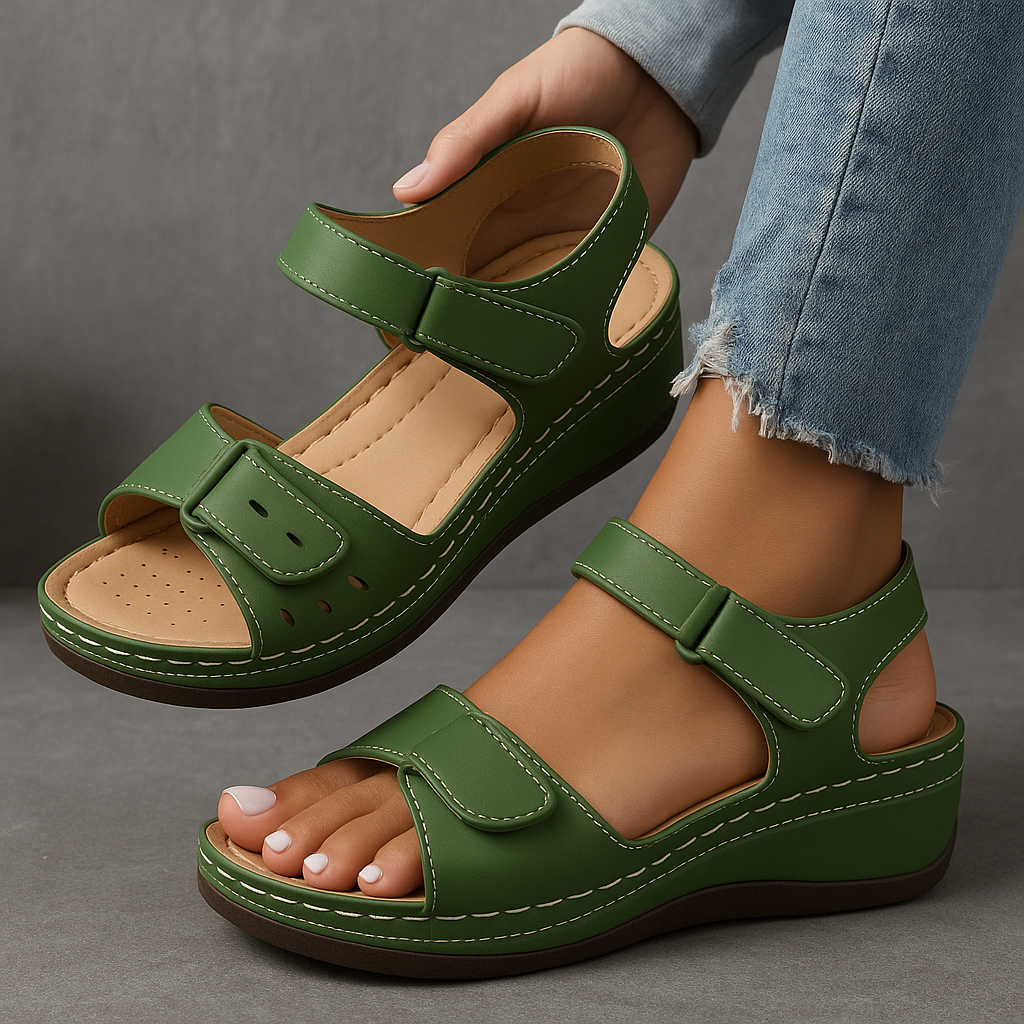 Sandales femme compensées confort brides réglables semelle ergonomique été