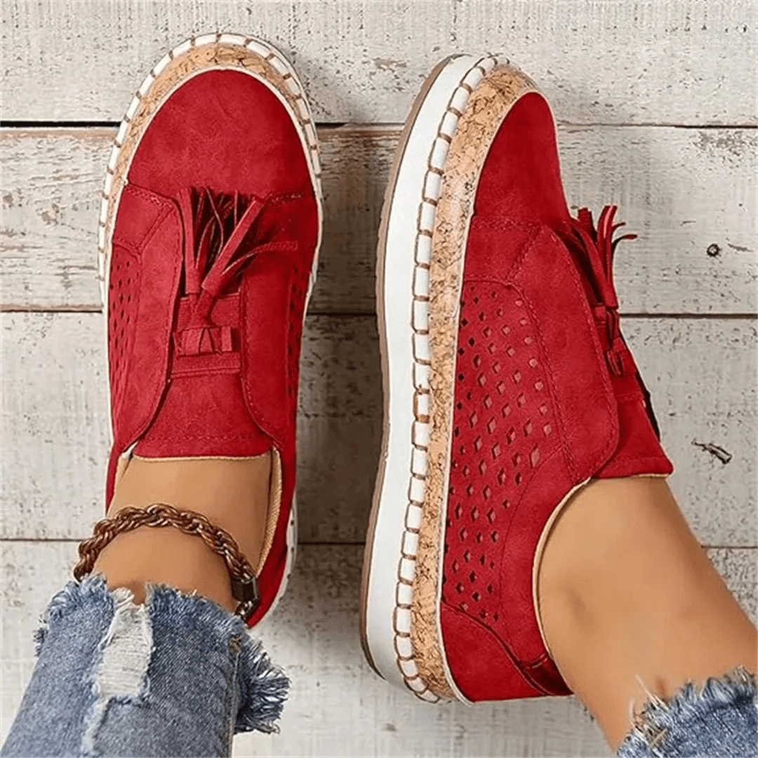 Baskets femme ajourées sans lacets semelle plateforme été