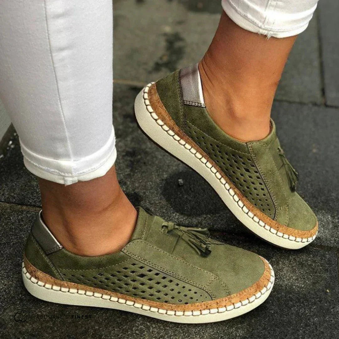 Baskets femme ajourées sans lacets semelle plateforme été