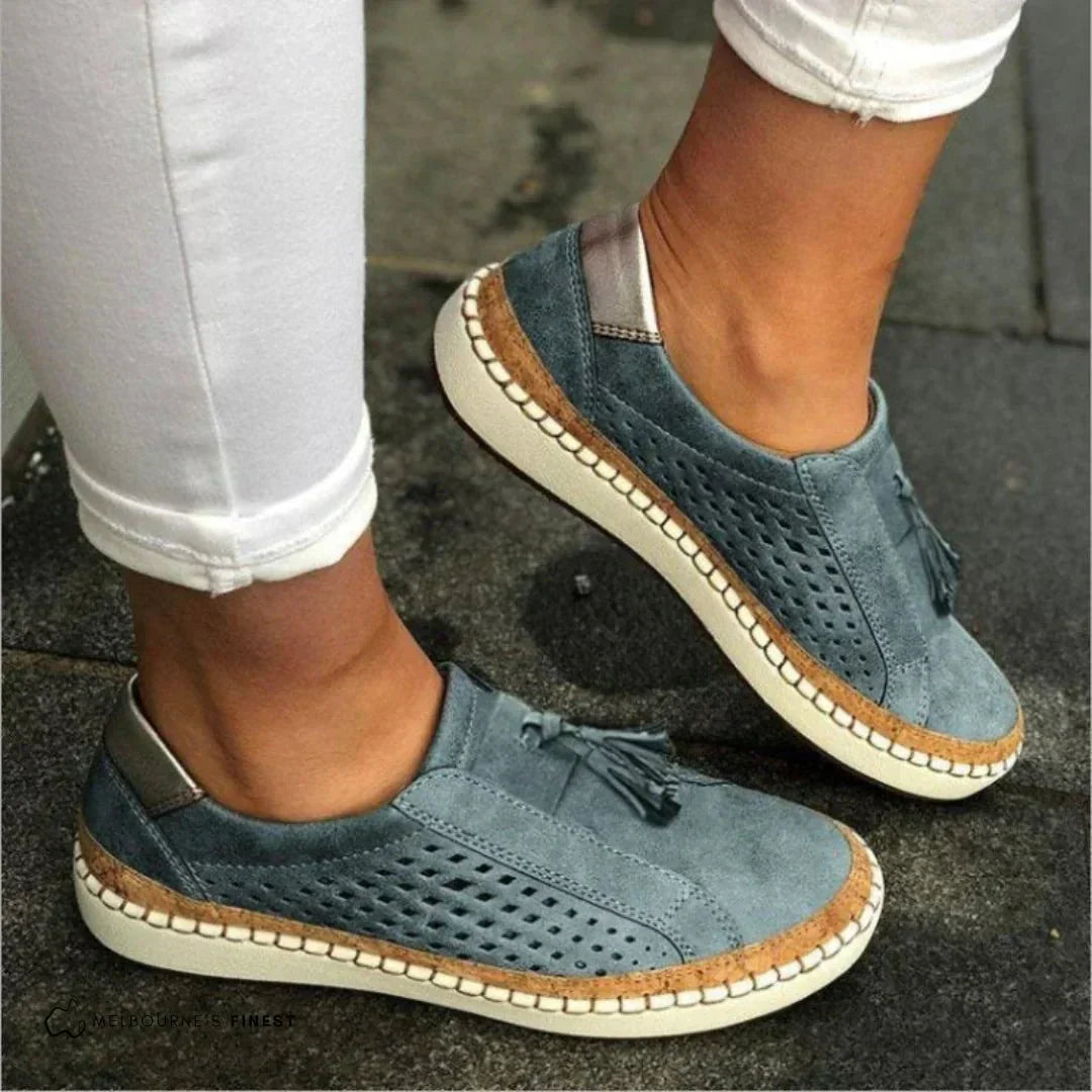 Baskets femme ajourées sans lacets semelle plateforme été