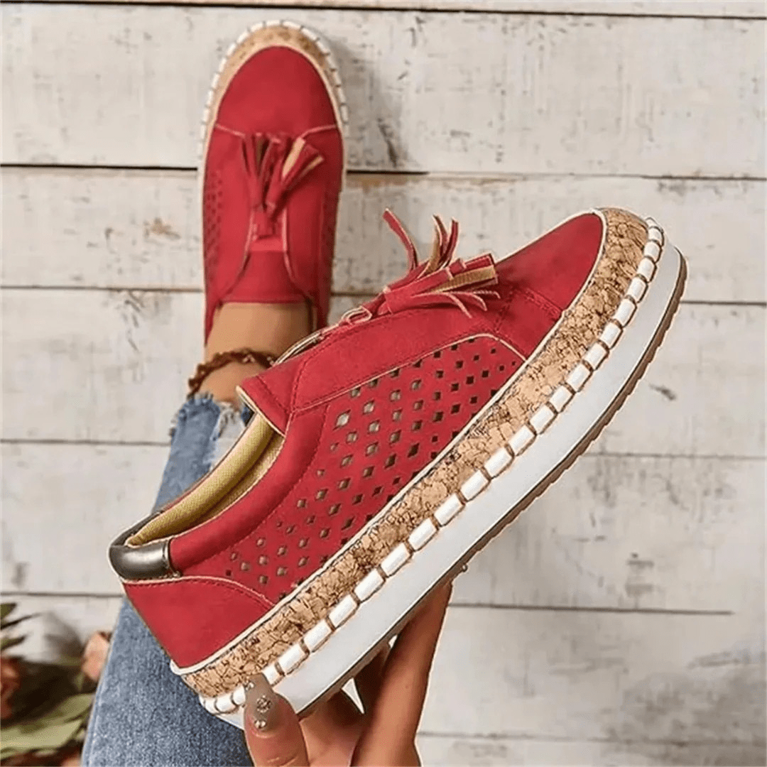 Baskets femme ajourées sans lacets semelle plateforme été