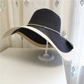 Chapeau soleil femme paille large bord pliable bicolore protection UV plage