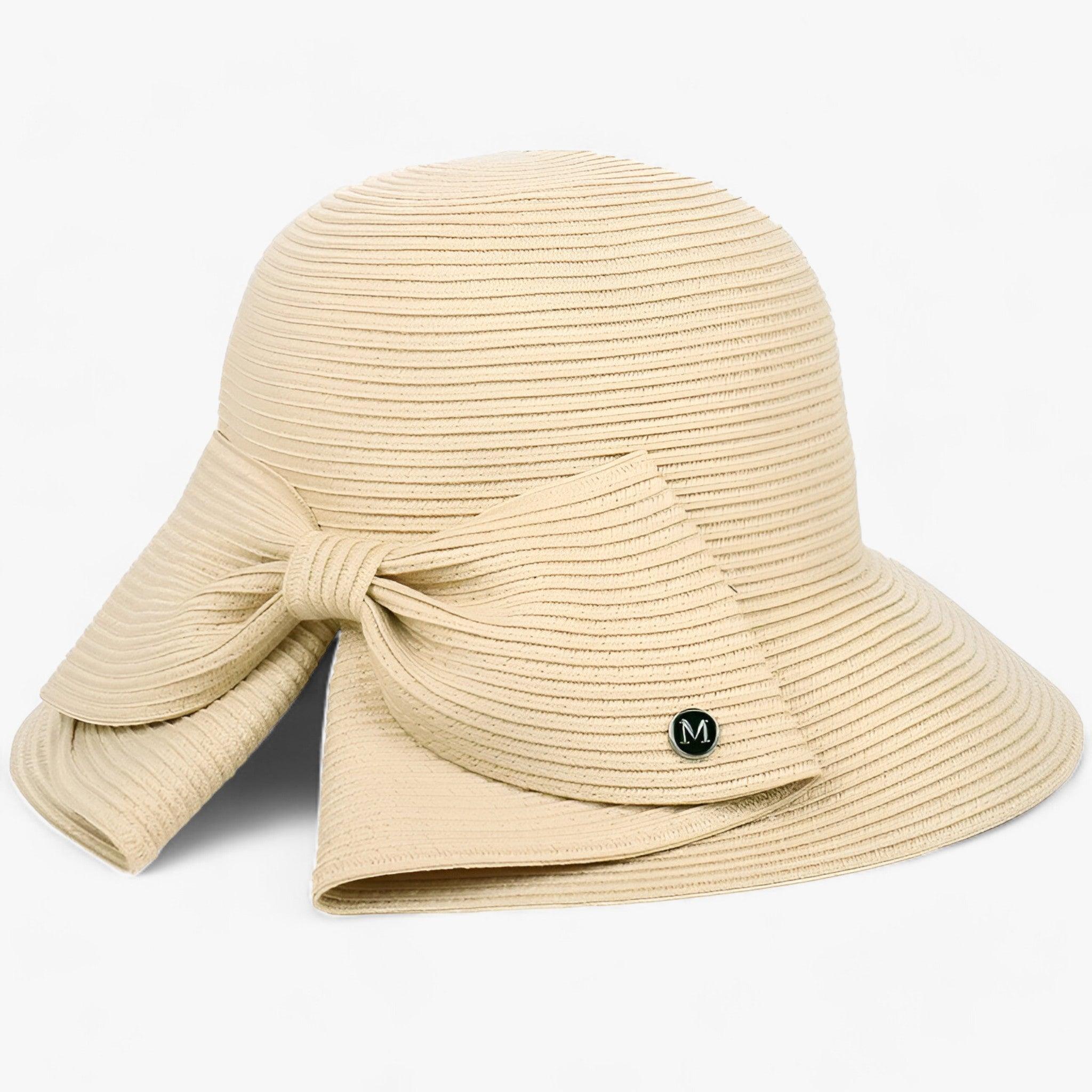 Chapeau soleil femme paille large bord nœud tressé plage vacances