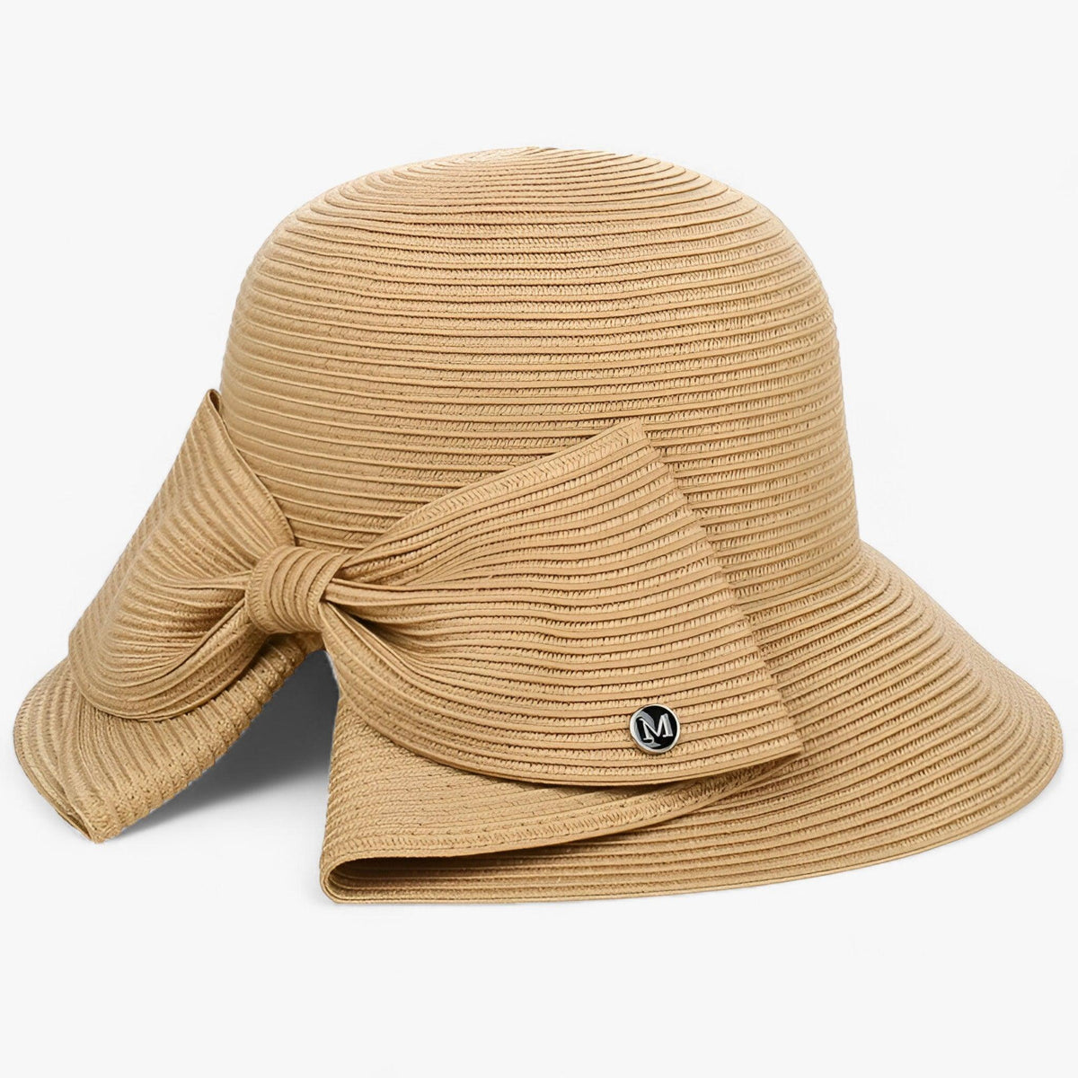 Chapeau soleil femme paille large bord nœud tressé plage vacances