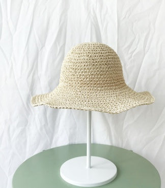Chapeau paille femme large bord souple bob plage protection soleil