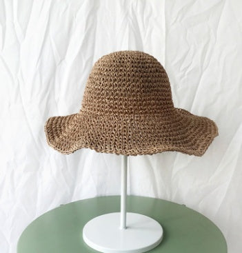 Chapeau paille femme large bord souple bob plage protection soleil