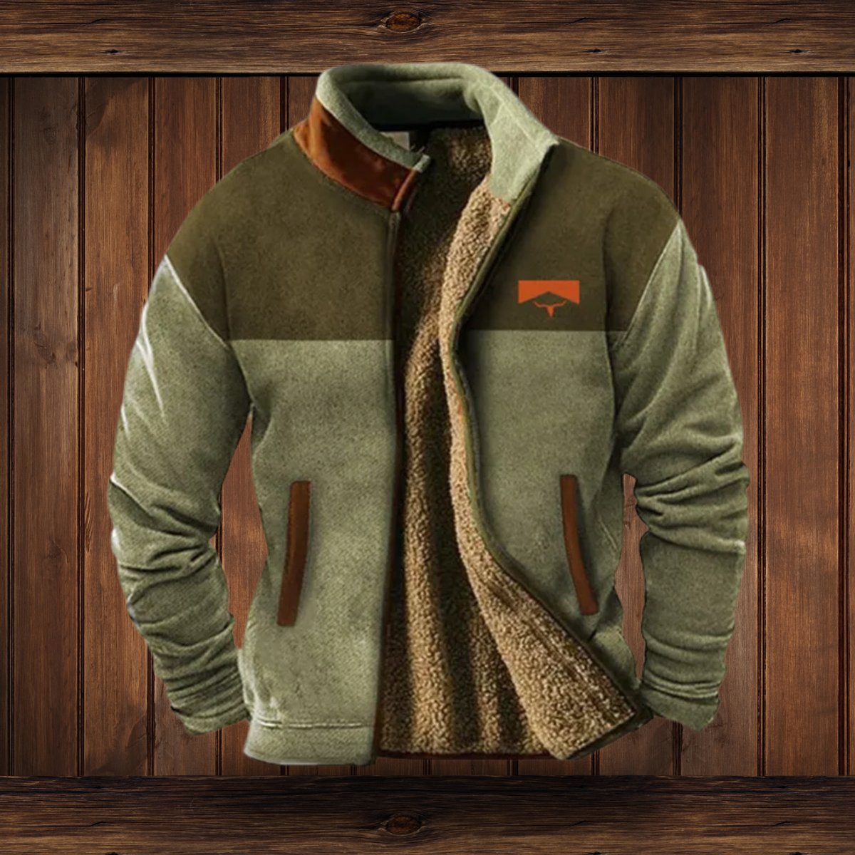 Veste polaire homme doublée sherpa zippée imprimé aztec col montant