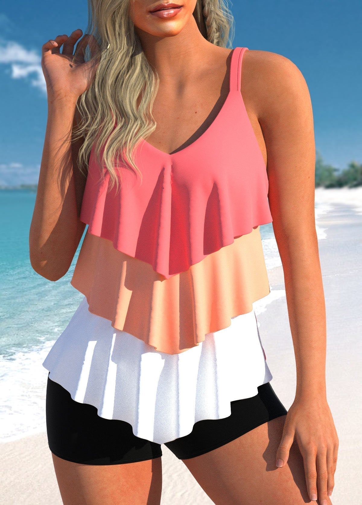 Tankini femme deux pièces débardeur ventre plat shorty