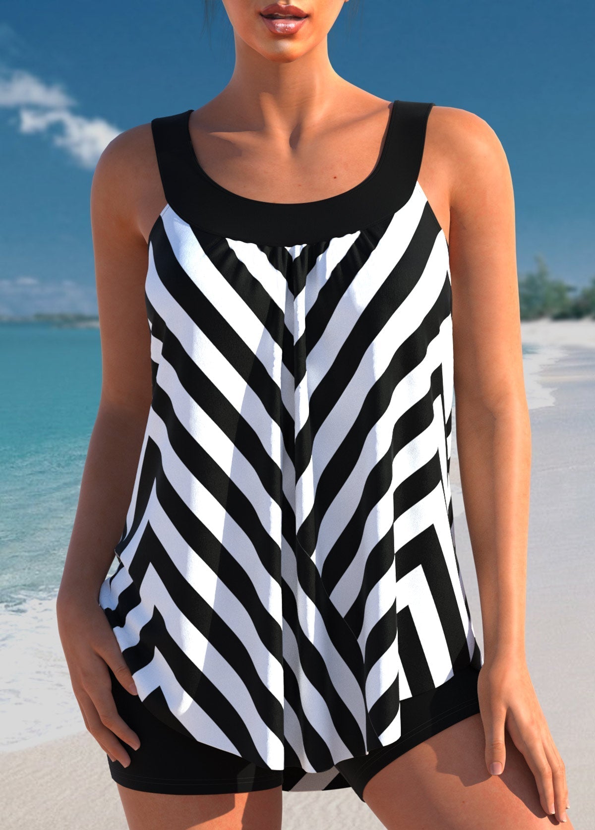 Tankini femme deux pièces débardeur ventre plat shorty
