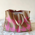 Sac cabas femme grand format imprimé géométrique tricoté porté épaule shopper