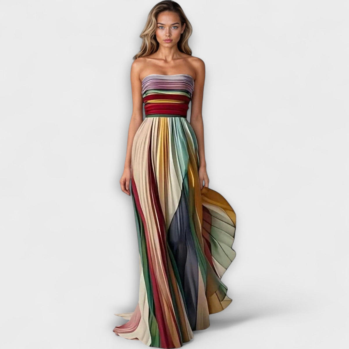 Robe longue bustier femme plissée imprimé robe soirée été